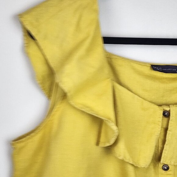 M&S Marks and Spencer linen blend summer top US sz 14 women yellow - Picture 2 of 12